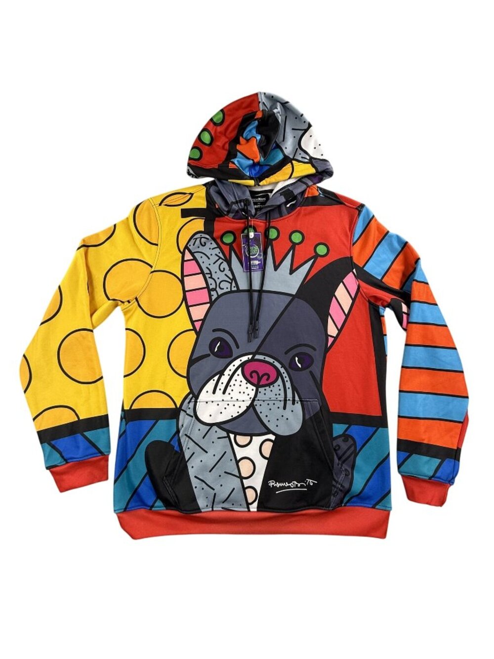 FreshHoods Britto Hoodie Mens XL Multicolor French Bulldog Abstract Streetwear
